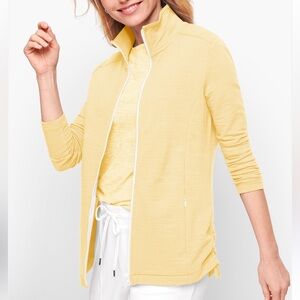 T by Talbots yellow Slub terry UPF 50+ full zip lightweight jacket NWT size med